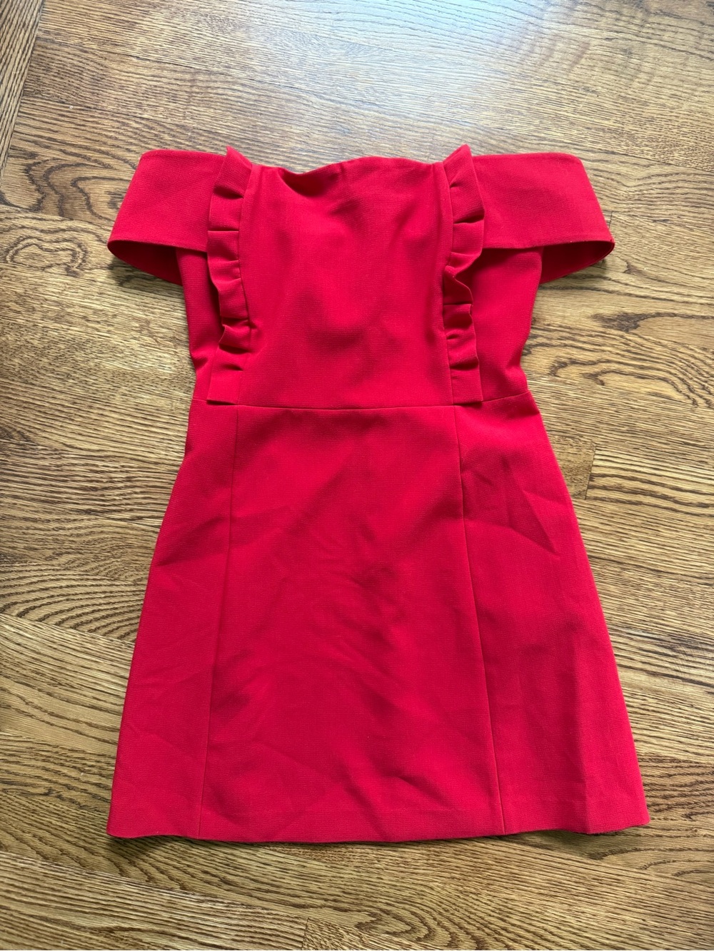 NWT BA&SH Alie Mini Dress Red Ruffle Off Shoulder Flirty Romantic Coquette 6